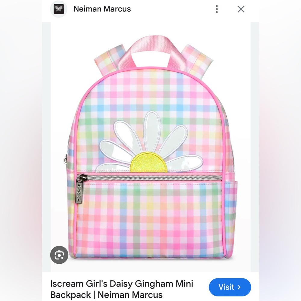 Iscream Girl's Daisy Gingham Mini Backpack